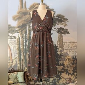 Grey floral midi dress